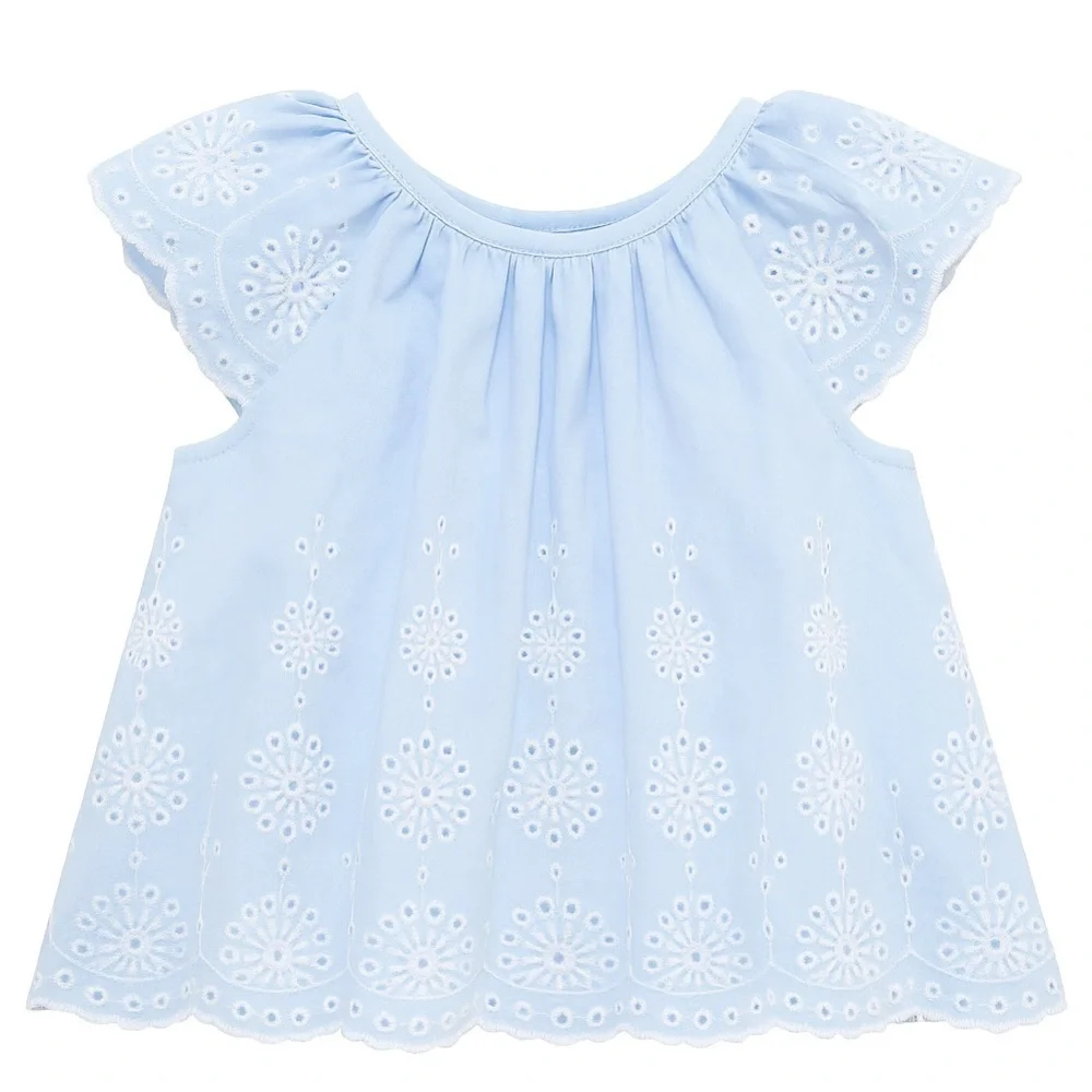 Little Me Light Blue Eyelet Tunic Top